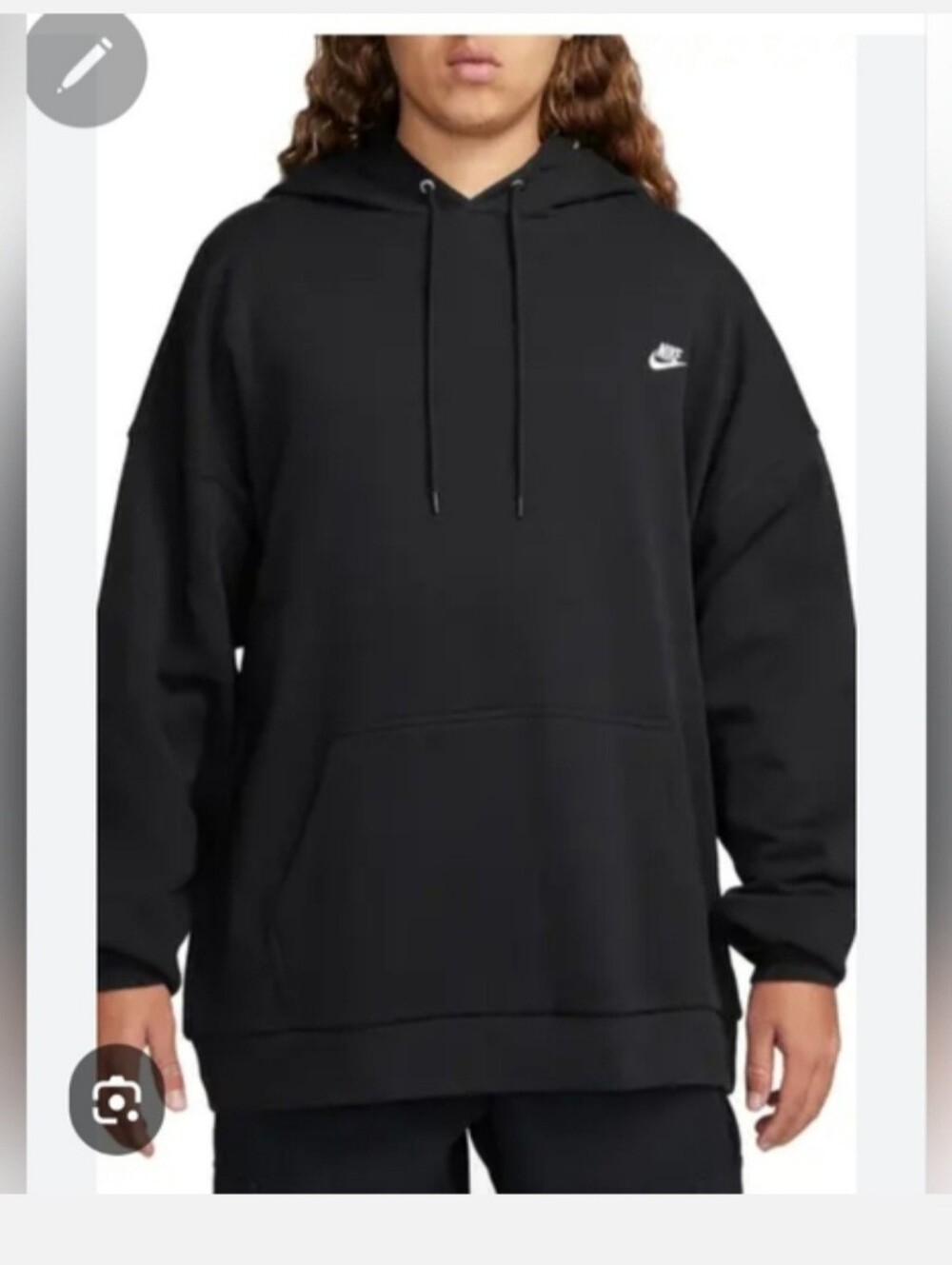Nike Black Hoodie with White Swoosh Sz XL